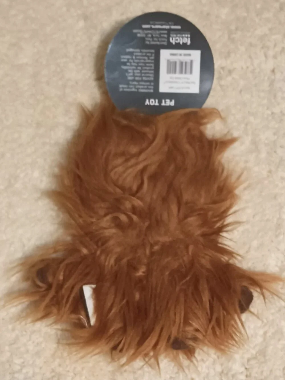 HTF~ Disney Star Wars Chewbacca Plush Flattie Dog Toy With a Squeaker & Crinkles
